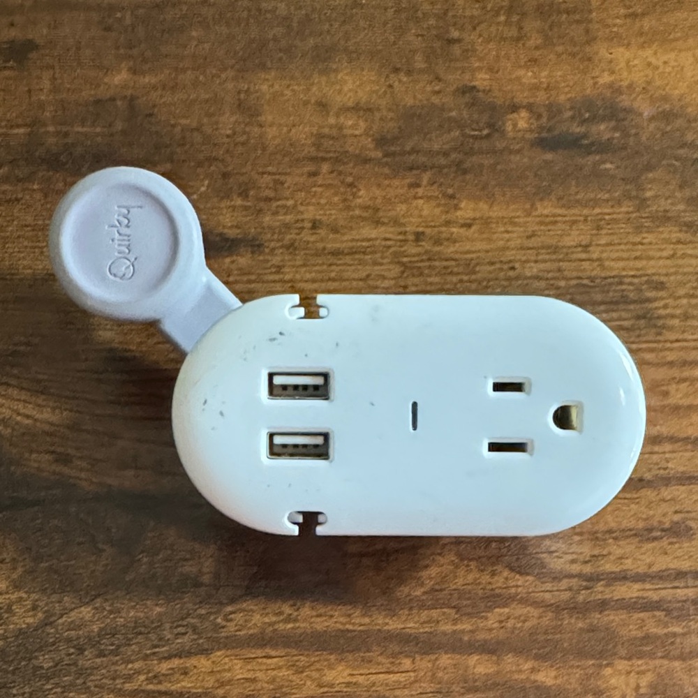 Quirky White Dual USB and Outlet Adapter